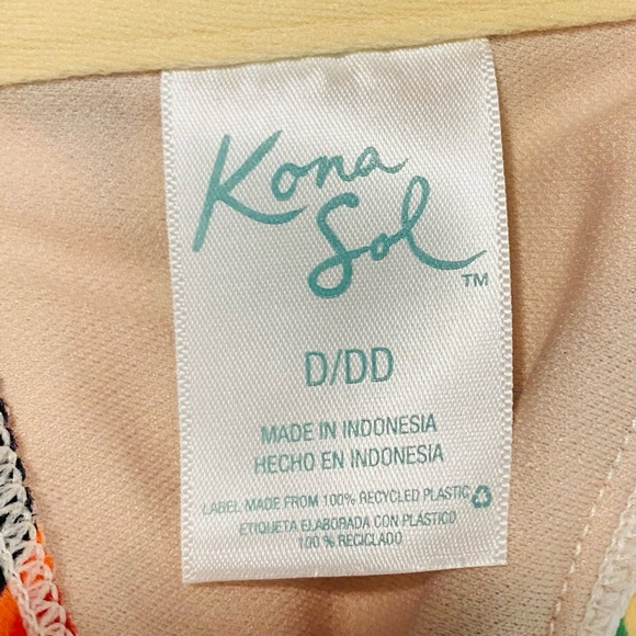 Kona Sol Bikini Top Orange Yellow Peach Olive/Lime Green Black White Tropical - Picture 3 of 3